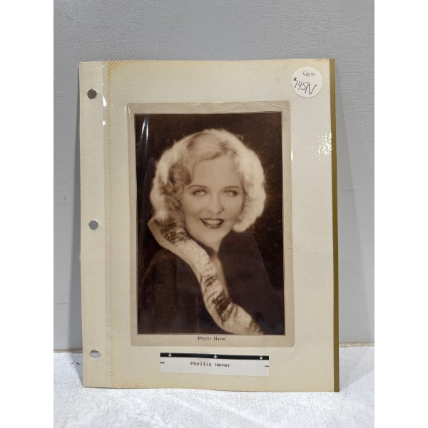 Phyllis Haver Autograph