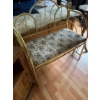 Image 3 : Brass bench with lovely embroidered seating area with vintage side table & wood TV stand on rollers 