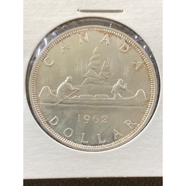 1962 Canada Silver Dollar with Canoe Design