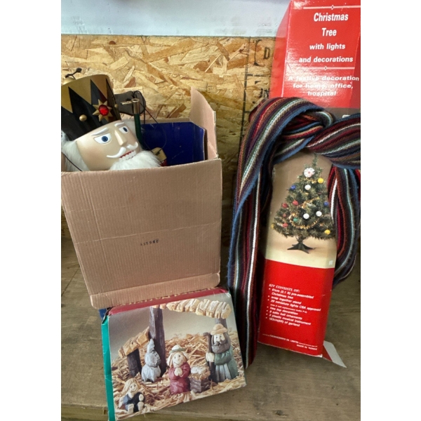 Tis The Season' Pre Lit Small Christmas Tree, Nutcracker Marionette & Nativity Scene