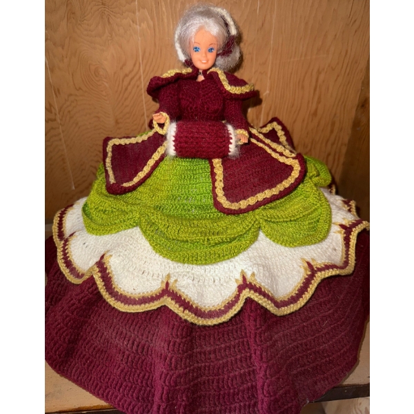 Vintage Barbie w/ Handmade Crochet Gown 14T Green/Purple/White 