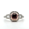 Image 1 : 18k White and Rose Gold 1.00ct Radiant Cut Fancy Deep Pink Diamond Ring, SI-2 Clarity