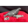 Image 1 : Pair of Seals Inuit Soapstone Carvings 8Wx4H, 4.5Wx1.5H