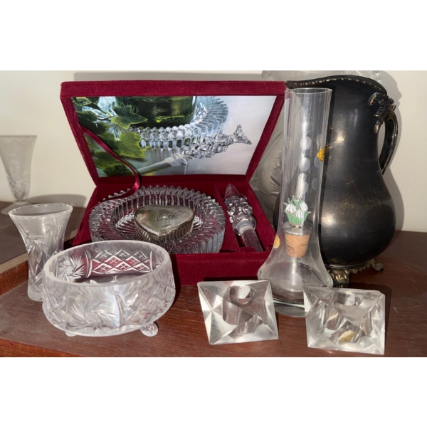 Crystal Collection - Waterford Lead Crystal Pieces w/ Electroplated Silver Jug & More 