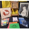 Image 1 : Framed Numbered Prints, Wooden Wall Clock, and Assorted Books