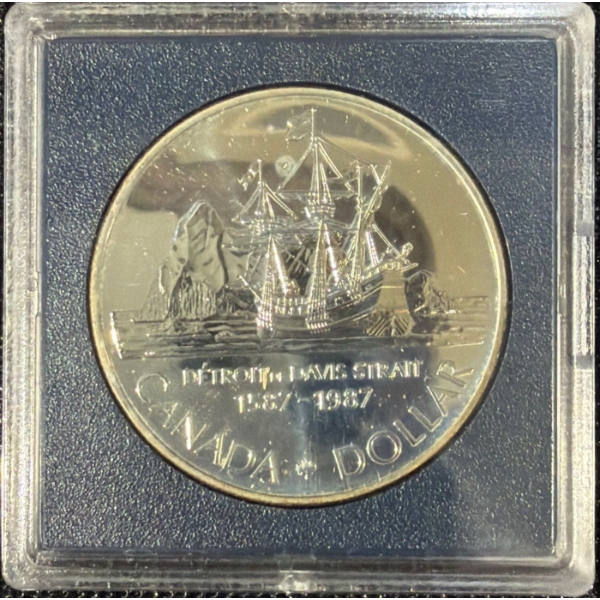 1987 400th Anniversary of John Davis Strait 50% Silver Dollar 23.33 Grams