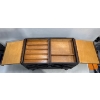 Image 3 : Antique 3 Tier Black Fold Out Sewing Box 19Wx10Dx16.5H