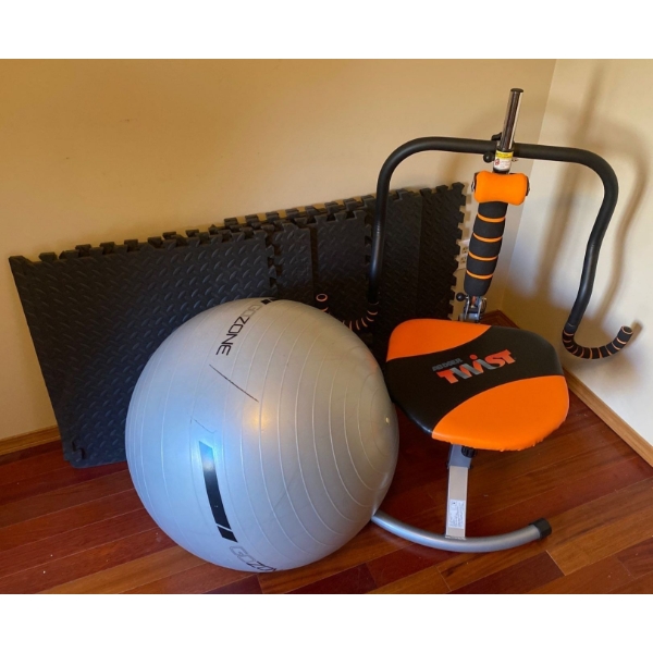 Abdominal Chair Interlinking Floor Matts & Inflatable Fitness Ball