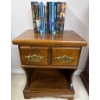 Image 1 : Vintage Oak Night Stand w/ Brass Pulls 25T & An Armful Of Quality Reads