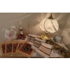 Image 1 : Brass Fogged Glass Touch Lamp w/ Handmade Coaster Collection & Palm Tree Trio 15T