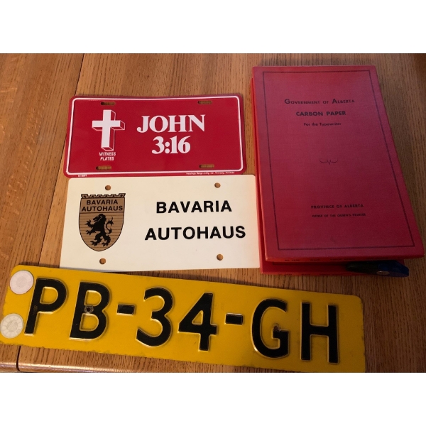 Miscellaneous - Alberta Carbon Paper, License Plates 