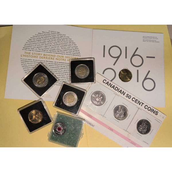 Canadian Coins Including Commemoratives and 50-Cent Pieces
