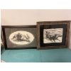 Image 1 : Two pencil art pieces by Bernie Brown, Purr-fect Playmates (20x14in), "Buddies" (19x16in).