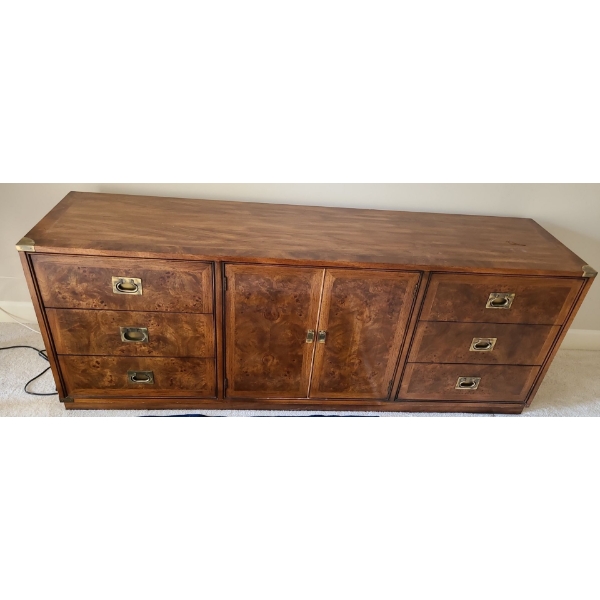 Wooden Dresser w/ Brass Accents - 76W, 19D, 29T 