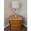 Brushed Nickel Table Lamp w/ Oak Bedside Table 24x20x22