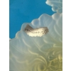 Image 3 : California Pastel Mist Frosted Glass - Large Bowl & Plate, 4 Smaller Cups w/ Plates(1 Slight Chip)