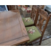 Image 5 : 1940s Hardwood Dining Table with Hand-Embroidered Cushions, Includes Extensions and Six Chairs