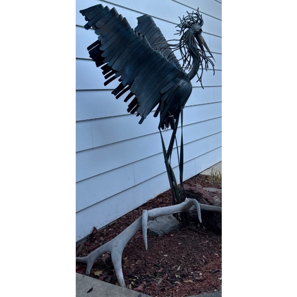 Appealing Large Metal Crane Ornament-Front Yard Figurine- Over 6ft Tall!!