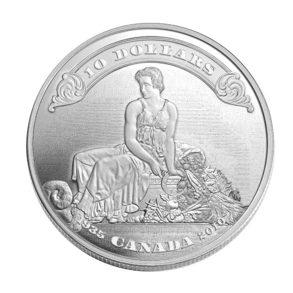 2010 $10 First Bank Notes Issued By the Bank of Canada, 75th Anniversary - Pure Silver Coin