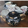 Image 1 : Teapot 5 T w/ Saucers and Teacups, Assorted Patterns