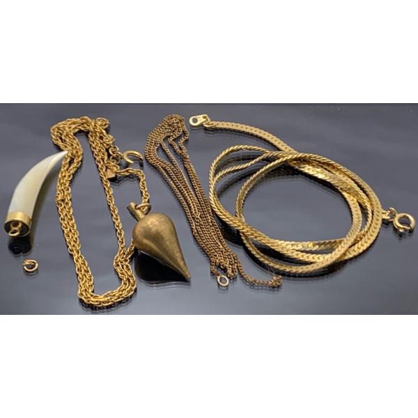 Gold Colored Pendant & Chain Collection (2/3 Chains Are Broken)   
