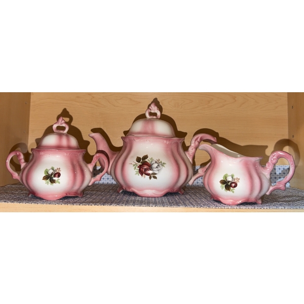 Pink and White Porcelain Tea Set