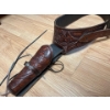 Image 1 : handmade brown leather gun holster with ammo belt