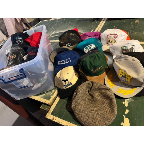 large collection of vintage trucker hats from all over the world several Alberta oil companies along