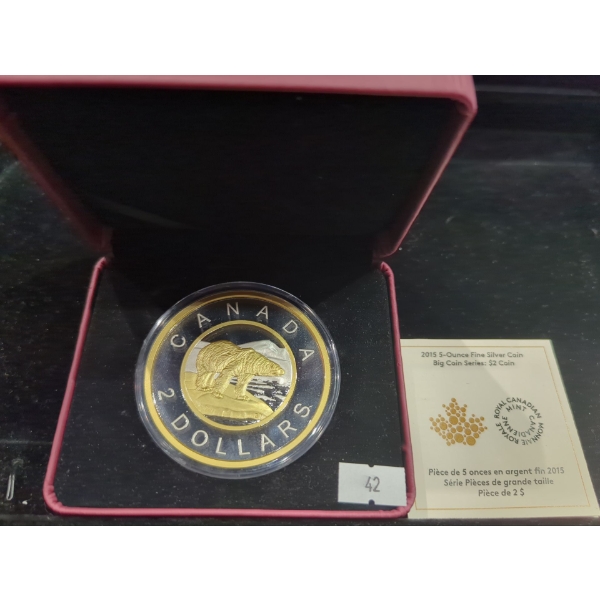 2015 Big Coin Series: $2 Coin (Bear) Proof Silver 99.99% 5oz