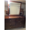 Image 1 : Six Drawer Dresser 58 W, 16.5 D, 38.5 T, Attached Mirror 37 x 39.5, Rails 63W,  50 T Head, 33 Foot
