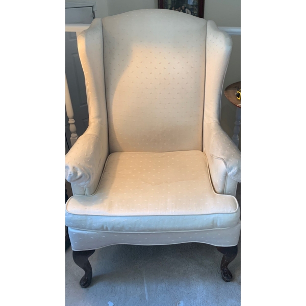 Upholstered Wingback Chair 26x33x34 (small stain)