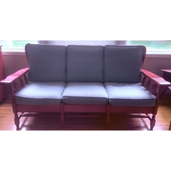 Vilas Solid Maple Wood-Framed Sofa with Gray Cushions