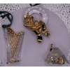 Swarovski Crystal 2 Christmas Ornaments Harp and Wreath and a Cabin