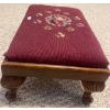 Image 2 : Vintage Needlepoint Foot Stool = Floral Embroidery 16L