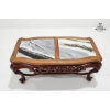 Image 2 : Chinese Carved Hardwood And Marble-Inset Coffee Table Early 20th Century 18''D, 38''W, 18''H INCHES.