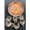 Image 1 : Antique Wooden/Glass Mini Glasses (6) + Wooden 'Venezia' Art Decoration 