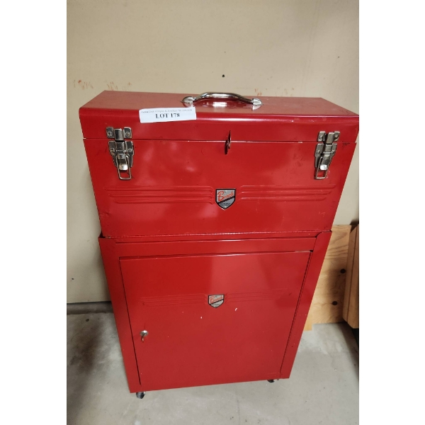 Beach Industries Red Toolboxes with Contents and Key Included