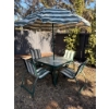 Image 1 : Patio Dining Set With Umbrella and Four Chairs
