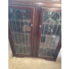 Image 1 : Antique Wooden Display Cabinet w/ 4 Shelves and Ornamental Glass Doors 40 W, 12 D, 48 T