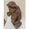 Image 3 : Hand-Carved Wooden Monk Figurine with Beer Barrel and Lantern