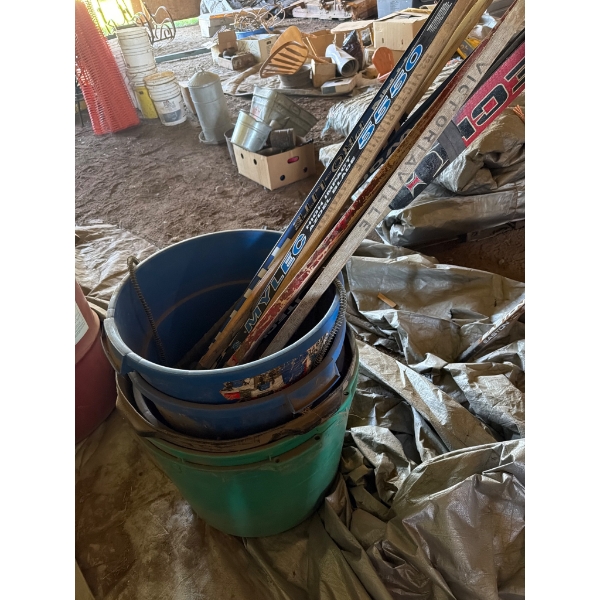 Electric water heating buckets & Hockey Sticks in Plastic Buckets