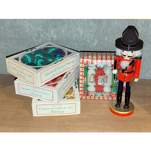 Ununiformed Mountie Nutcracker 9"Tall w/ Assorted Holiday Tree Hangers 