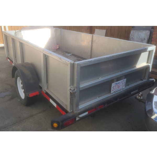 Open Utility Trailer with Aluminum Sides and Wood Deck