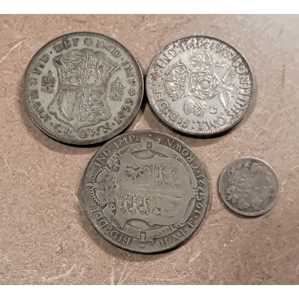 Silver Coin Collection - Half Crowns 1933 1941 1948 & 1920s