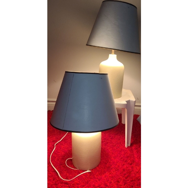 Set of 2 Lamps 24 T to Finial, Also Includes Patio Side Table 16 W, 16 D, 15 T