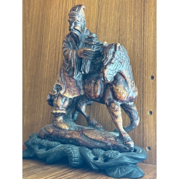 Hand Carved Stone Warrior On Rosewood Base  5.5T