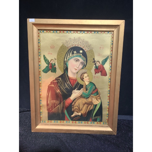 Print "Lady of Perpetual Help", Framed Under Glass 16 X 19.5