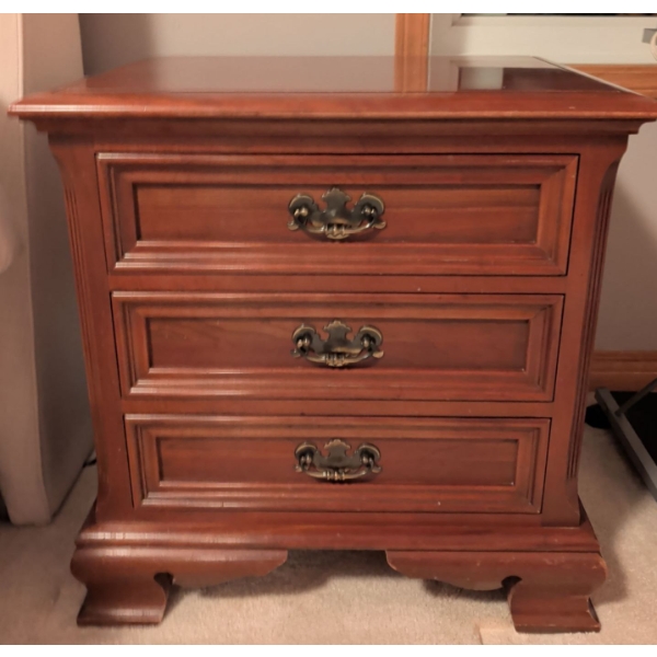 Gibbard Solid Cherry Side Table with 3 Drawers 24x17x24 Inches