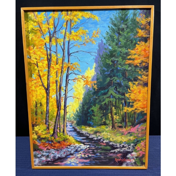 John Rocheleau River Forest Scene  Original Oil 18Wx24H