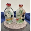 Image 2 : Pair of Crane Glass Snuff Bottles 2.75H, 3H 